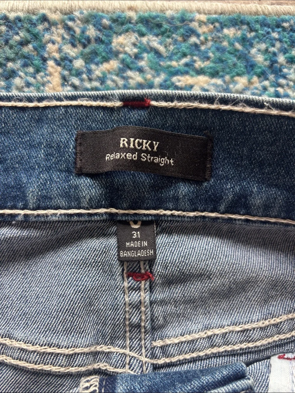 True Religion Men's Blue Relaxed Straight Jeans